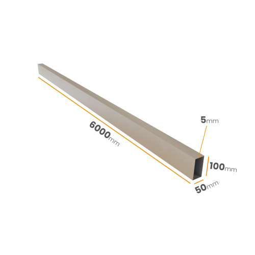 Profil aluminiowy - prostokątny 100x50x5,0x6000 6060 T66