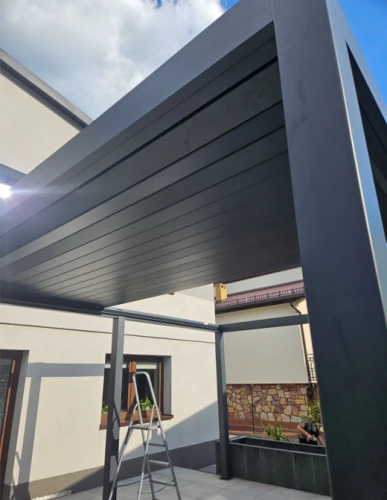 Pergola Aluminiowa 4x4m Tarasowa Ogrodowa Grafit RAL 7016 Nowoczesna