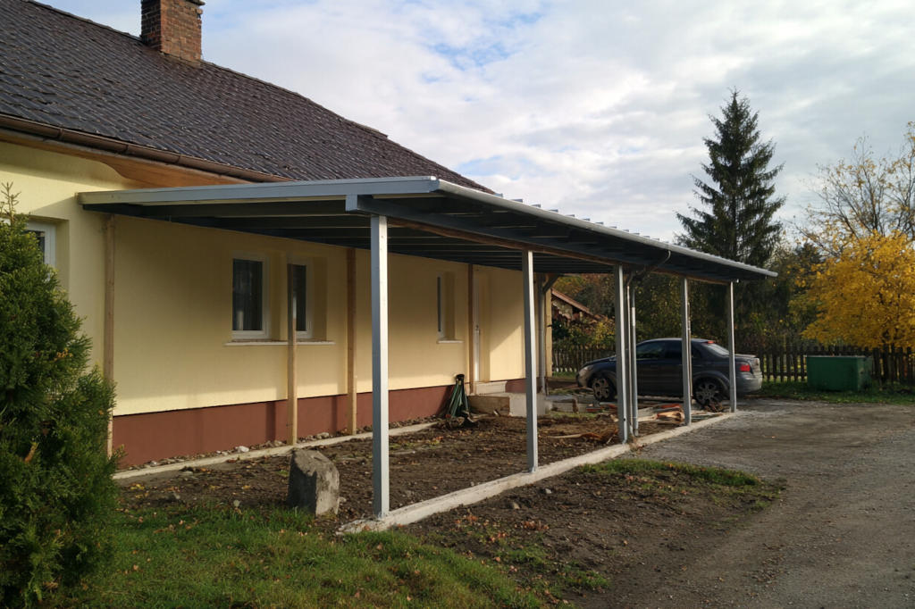 Budowa zadaszenia tarasu przed parterowym domem jednorodzinnym